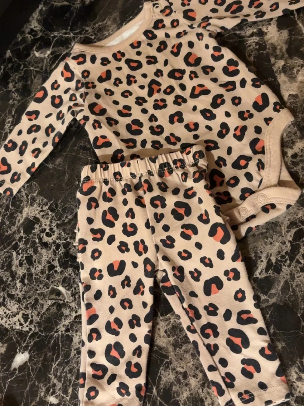 Leopard Print Baby Bottoms Set in Beige and Black